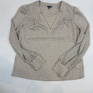 Express Beige and Black Geometric Blouse